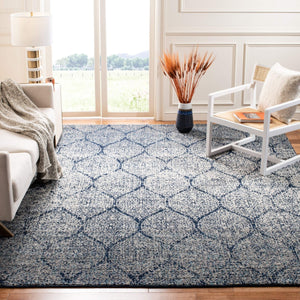 Safavieh Madison Collection MAD604G Navy and Silver Distressed Ogee Area Rug