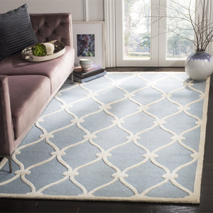 Safavieh Cambridge Collection CAM710B Handcrafted Moroccan Geometric Blue and Ivory Premium Wool Area Rug