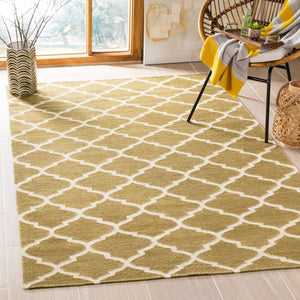 Safavieh Dhurries Collection DHU115A Hand Woven Green and Ivory Premium Wool Area Rug