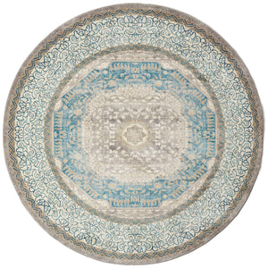 Safavieh Sofia Collection SOF365A Vintage Light Grey and Blue Center Medallion Distressed Round Area Rug