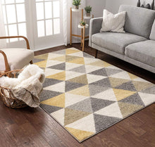 Well Woven Isometry Gold & Grey Modern Geometric Triangle Pattern Area Rug Soft Shed Free Easy to Clean Stain Resistant