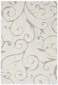 Safavieh Florida Shag Collection SG455-1113 Scrolling Vine Cream and Beige Graceful Swirl Area Rug (6' x 9')