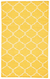 Jaipur Rugs Flat Weave Geometric Pattern Gold and Yellow Wool Handmade Rug - MR65