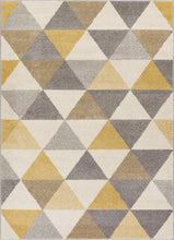 Well Woven Isometry Gold & Grey Modern Geometric Triangle Pattern Area Rug Soft Shed Free Easy to Clean Stain Resistant