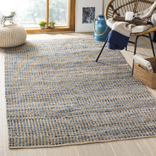 Safavieh Cape Cod Collection CAP352A Hand Woven Natural and Blue Cotton Area Rug, 10 feet by 14 feet (10' x 14')