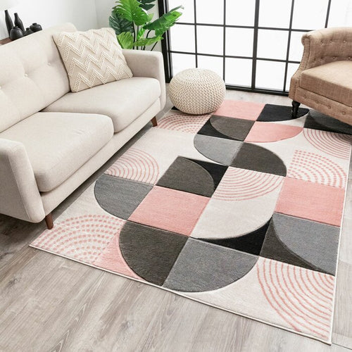 Well Woven Good Vibes Helena Modern Abstract Geometric Blush Pink Area Rug