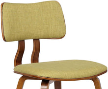 Set of 2, Mid Century Modern Jaguar Dining Chair with Fabric and Walnut Wood Finish, Green