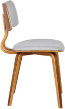 Set of 2, Mid Century Modern Jaguar Dining Chair, Grey Fabric and Walnut Wood Finish