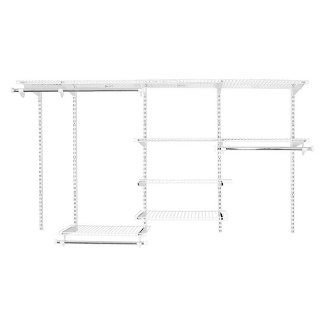 Rubbermaid 2062104 FastTrack 4 to 8 Foot Wide Adjustable Wire Custom Closet Configuration Organizer Storage System Kit, White