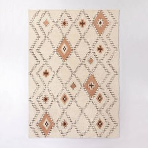7'x10' Hand Tufted Wool Shag Diamond Area Rug -