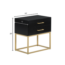 Ellias Bedside Nightstand Table Black/Gold - Finch