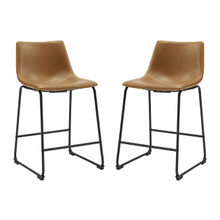 Set of 2 Faux Leather Dining Kitchen Counter Height Barstools