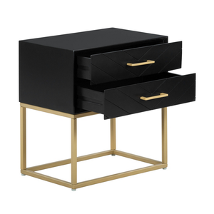 Ellias Bedside Nightstand Table Black/Gold - Finch