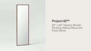 20" x 60" Narrow Border Floating Walnut Recycled Floor Mirror - Project 62™…