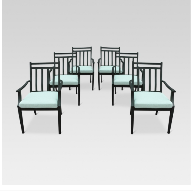 Fairmont 6pk Steel Patio Dining Chairs Aqua (Blue) - Threshold