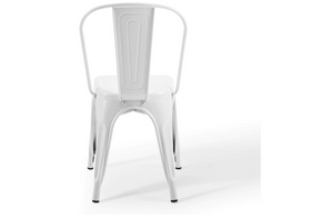Industrial Modern Steel Metal Bistro Dining Chairs in White-Set of 2