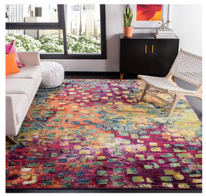 Safavieh Madison Collection MAD425D Boho Abstract Distressed Area Rug, Fuchsia/Gold