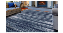 Diagona Modern Stripes Area Rug, Teal/Navy/Gray