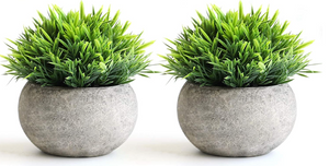 2 Pcs Fake Plants for Bathroom/Home Office Decor, Small Artificial Faux Greenery for House Decorations (Potted Plants)