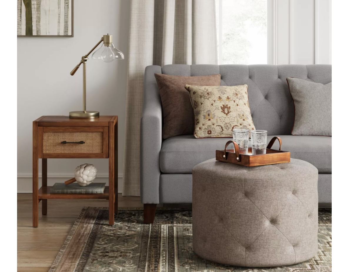 Warwick wood & rattan side table discount