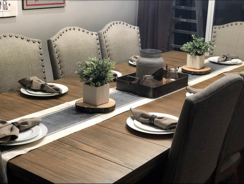 13”x72” Woven Table Runner, 💯 cotton, Gray