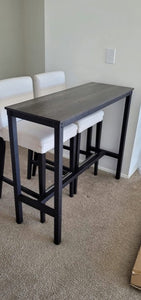 39" High by 39" L Bar Table with Solid Metal Frame, Dark Grey
