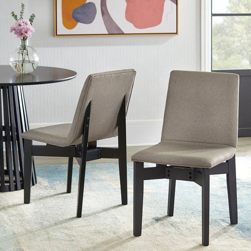 (Set of 2) Mid Century Modern Dining Chairs- Beige & Black