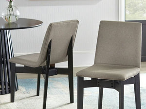 (Set of 2) Mid Century Modern Dining Chairs- Beige & Black