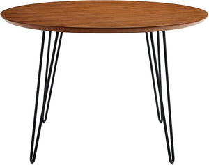 4 Person Mid Century Modern Round Wood Kitchen Table, Walnut
