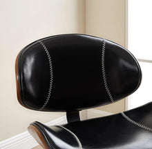Mid Century Modern Faux Leather Home Office Chair with Wheels, Black