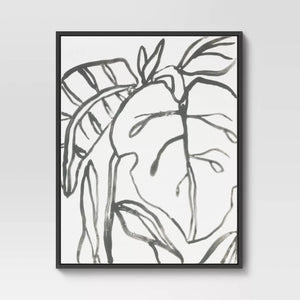 24" x 30" Botanical Sketch Framed Wall Canvas White/Black - Project 62™