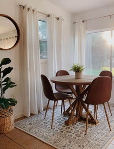 Mid Century Modern Dining Chairs Set of 4 - Brown Faux Leather with Metal Frame