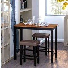 3-Piece, 36" Pub Dining Table Set, Wood Counter Height Table Set with 2 Upholstered Stools