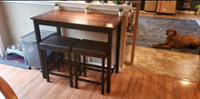 3-Piece, 36" Pub Dining Table Set, Wood Counter Height Table Set with 2 Upholstered Stools