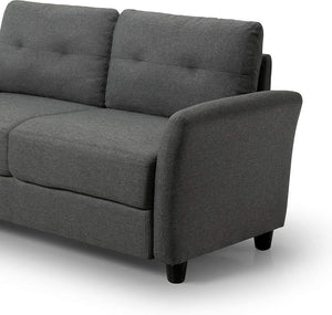 62" Loveseat Sofa / Tufted Cushions / Easy, Tool-Free Assembly, Dark Grey