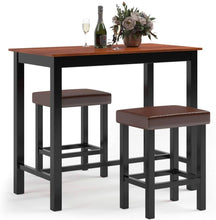 3-Piece, 36" Pub Dining Table Set, Wood Counter Height Table Set with 2 Upholstered Stools