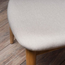 Set of 2, Mid Century Modern Fabric Dining Chairs with Oak Finish, Light Grey / Oak