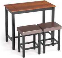 3-Piece, 36" Pub Dining Table Set, Wood Counter Height Table Set with 2 Upholstered Stools