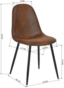 Set of 4, Modern Mid Century Dining Chair, Dark Brown and Black Leg