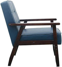 Mid Century Accent Chair Leather Armchair, Blue