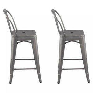 Set of 2 24" Carlisle Backed Counter Stool Natural Metal - Threshold™