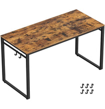 55” Computer Desk or Office Desk with Metal Frame, Rustic Brown