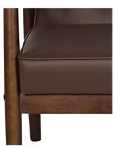 Mid-Century Retro Modern Solid Wood Armrest Accent Chair, Faux Leather Tufted Back Upholstered