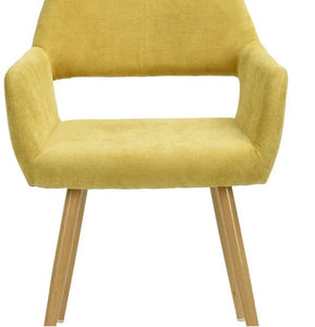 Set of 2, Mid Century Modern Linen Dining Chairs or Side Chairs, Yellow (Set of 2) - Yellow