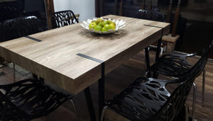 59.1" Rustic Industrial Brown and Black Dining Table