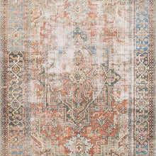 7'-6" x 9'-6 Vintage Printed Persian Area Rug, Terracotta/Sky