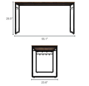 55” Computer Desk or Office Desk with Metal Frame, Rustic Brown