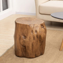 Wood Stump Stool Accent Table 18.325"Wx15.35"Dx16.54"H Brown Set of 1