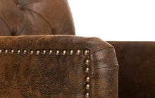 Antiqued Faux Tufted Club Chair with Nail-heads, Brown