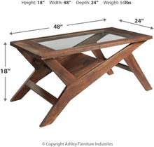 48" D Rectangular Wood Cocktail Table, Warm Brown